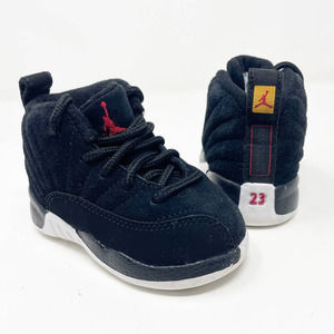 NIKE AIR JORDAN 12 RETRO ( TD) 850000 017 BLACK WHITE TAXI TODDLER 4c